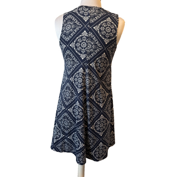 Fortune Ivy Women’s M Boho Soft A Line Blue Sleeveless Dress Bandana Floral - Picture 3 of 9